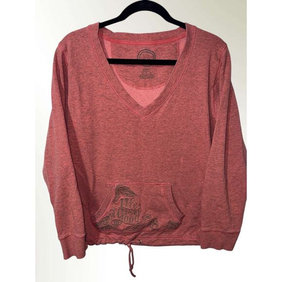 Life Is Good Tops - Life is Good V-Neck Sweatshirt Hoodie Size Large Embroidered Pullover